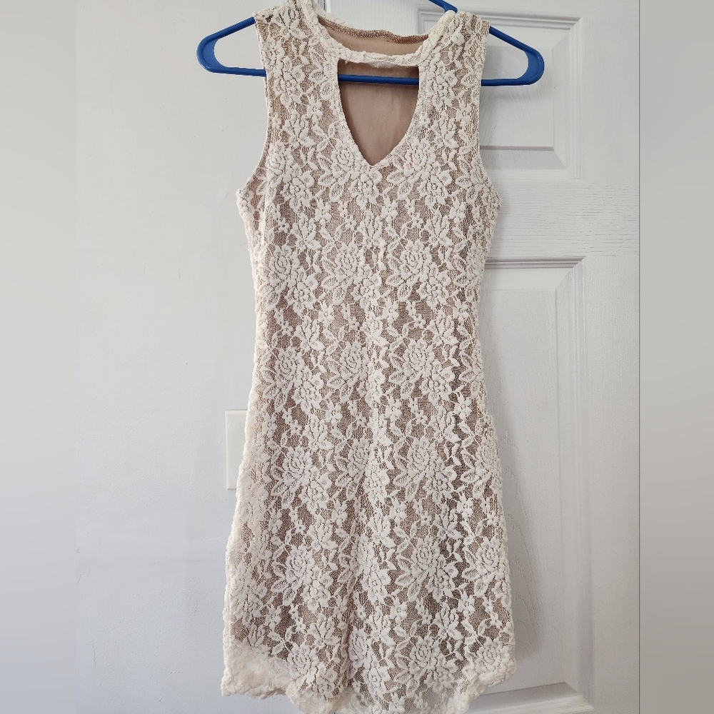 White lace mini dress
